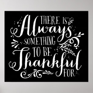 Always Thankful Script Thanksgiving Poster   Black