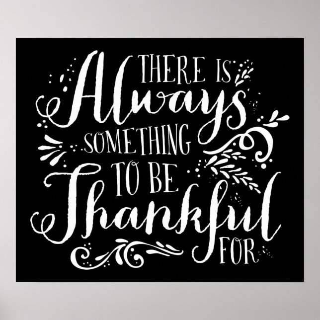 Always Thankful Script Thanksgiving Poster | Black (Front)