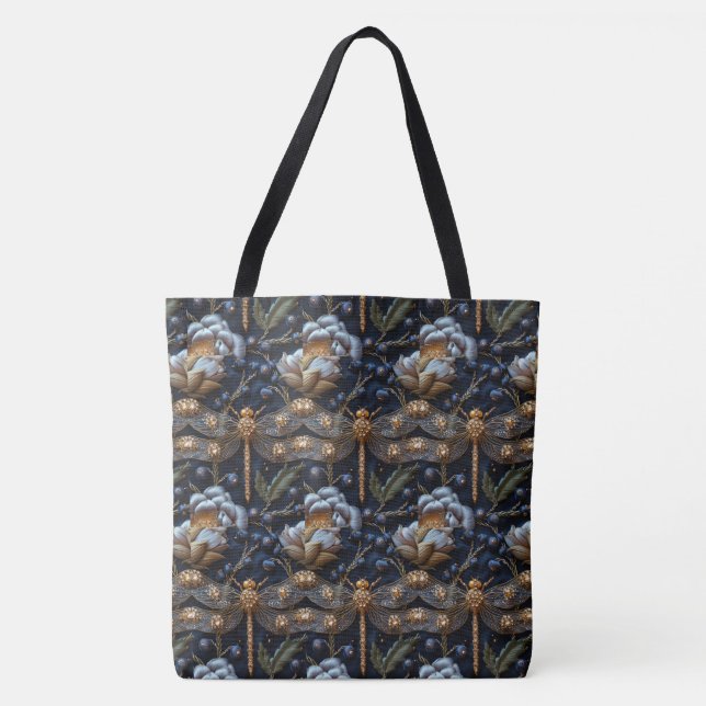 Always Thinking Inn Dragonfly Large Shoulder Tote Bag (Front)
