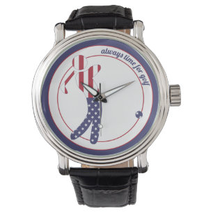 Always Time for Golf - American Flag Golf Player Watch