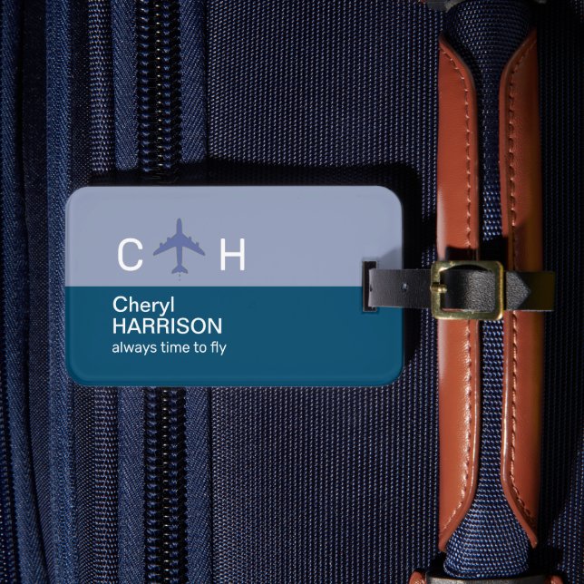 'Always Time to Fly' Airplane Travel Luggage Tag (Front Insitu 4)