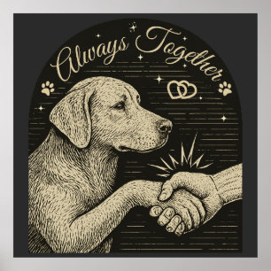Always Together" Vintage Dog Friendship Poster