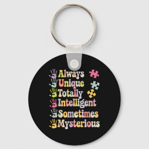 Always Unique Autism Awareness Totally Intelligent Keychain