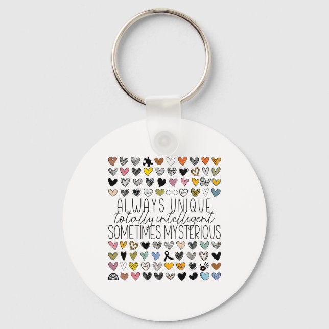Always Unique Totally Intelligent Sometimes Myster Keychain (Front)