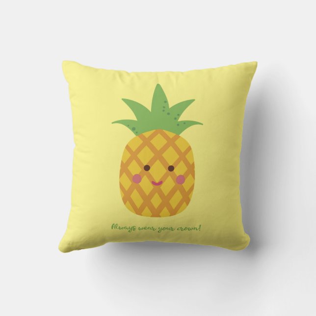 Always Wear Your Crown Punny Pineapple Throw Pillow (Back)