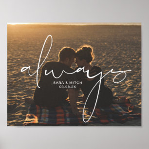 Always Wedding Photo Poster Sign  Names and Date