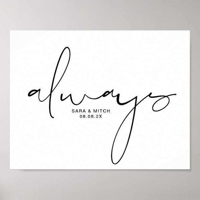 Always Wedding Poster Sign with Names and Date (Front)
