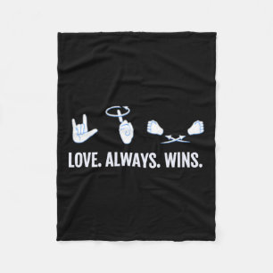 Always Wins Asl Deaf Awareness Sign Language Fleece Blanket