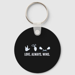 Always Wins Asl Deaf Awareness Sign Language  Keychain