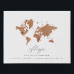 Always world map wedding or anniversary gift faux canvas print<br><div class="desc">Rust coloured world map wedding or anniversary gift. Beautiful rust coloured hand painted watercolor world map with reposition able heart to show wedding or honeymoon location. Ideal gift for location weddings.</div>