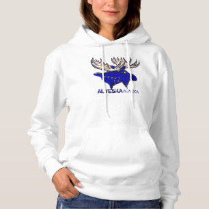 Alyeska Alaska artistic elk state flag hoodie