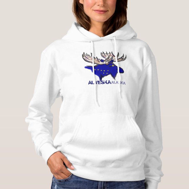 Alyeska Alaska artistic elk state flag hoodie (Front)