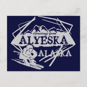 Alyeska Alaska salutations navales skier carte pos
