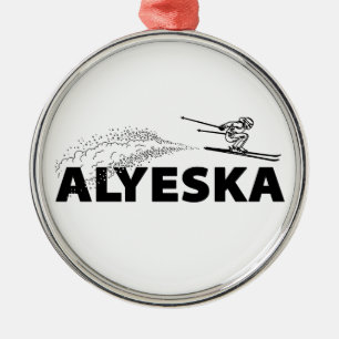 Alyeska Alaska Ski Jumper Metal Ornament
