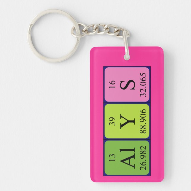 Alys periodic table name keyring (Front)