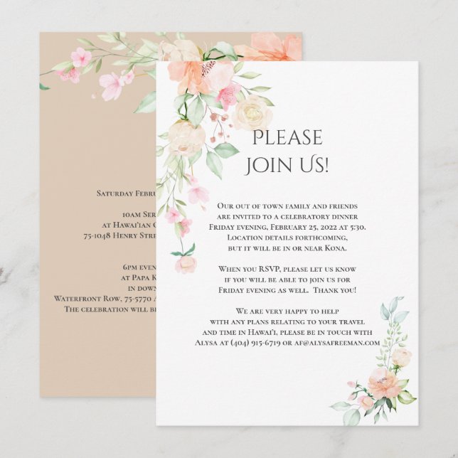 Alysa - Revised Details Watercolor Spring Blossoms Invitation (Front/Back)