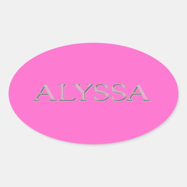 Alyssa Custom Raised Lettering Oval Sticker (Front)