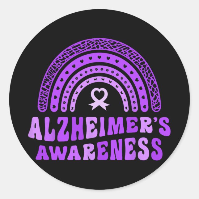 Alzheimer&#39;s Awareness Cute Purple Elephant Rai Classic Round Sticker (Front)
