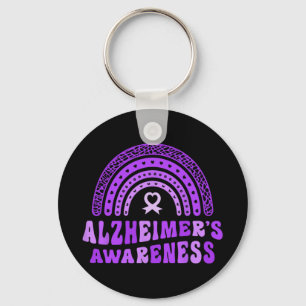 Alzheimer's Awareness Cute Purple Elephant Rai Keychain