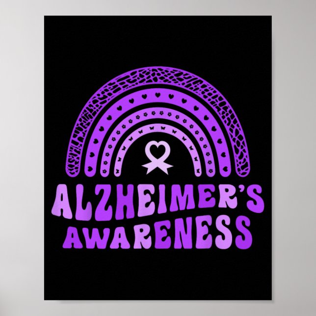 Alzheimer&#39;s Awareness Cute Purple Elephant Rai Poster (Front)