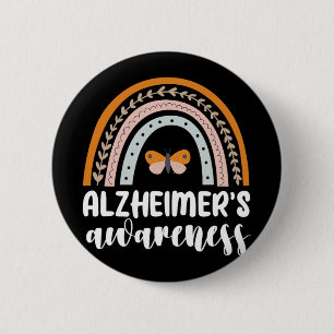 Alzheimer's Awareness Dementia Rainbow Butterf 2 Inch Round Button