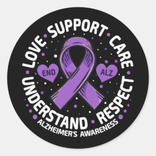 Alzheimer's Awareness End Alz Love Support Alz Classic Round Sticker