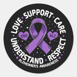 Alzheimer&#39;s Awareness End Alz Love Support Alz Classic Round Sticker