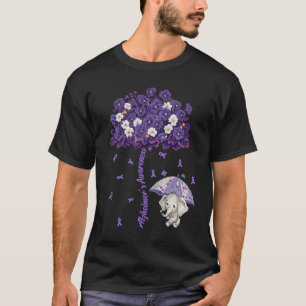 Alzheimer Awareness Cute Elephant Forget Me Not Fl T-Shirt
