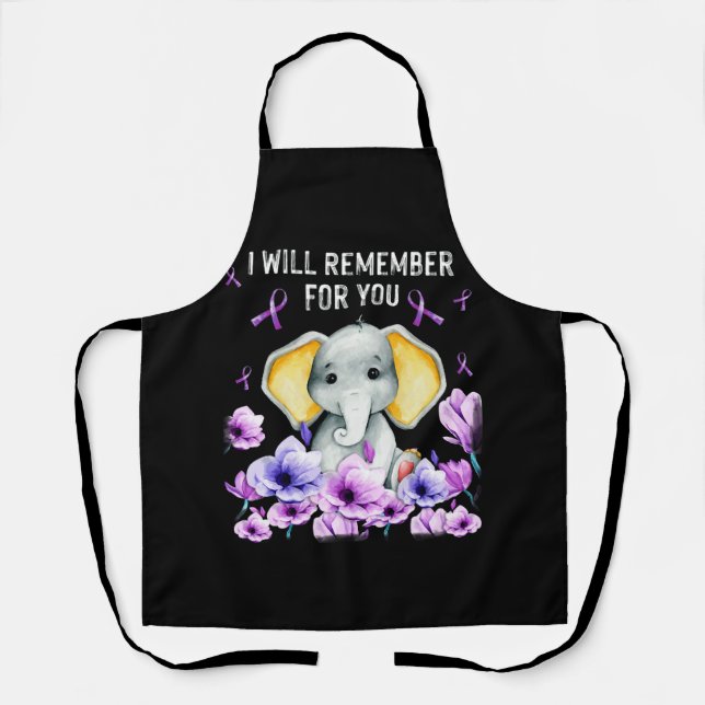 Alzheimer Awareness Cute Elephant I Will Remember  Apron (Front)