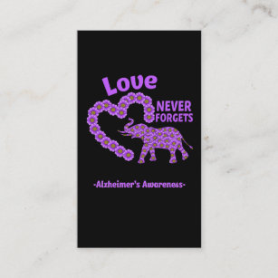 Alzheimer Awareness Elefant Love Daisy Heart Business Card