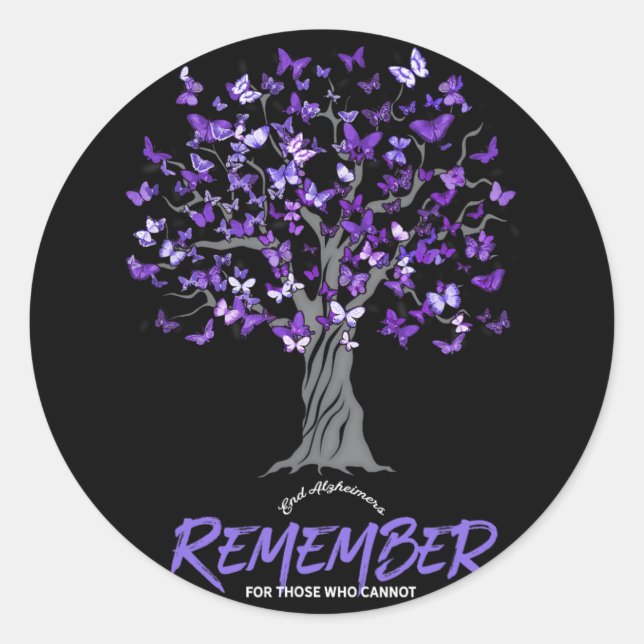 Alzheimer Awareness Tee For Men And Women Purple B Classic Round Sticker (Front)