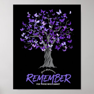 Alzheimer Awareness Tee For Men And Women Purple B Poster