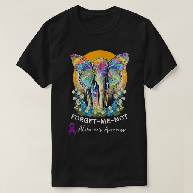 Alzheimer Elephant Forget-me-not Alzheimer Awarene T-Shirt (Design Front)