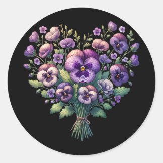 Alzheimer Purple Floral Pansy Dementia Alzheimer&# Classic Round Sticker