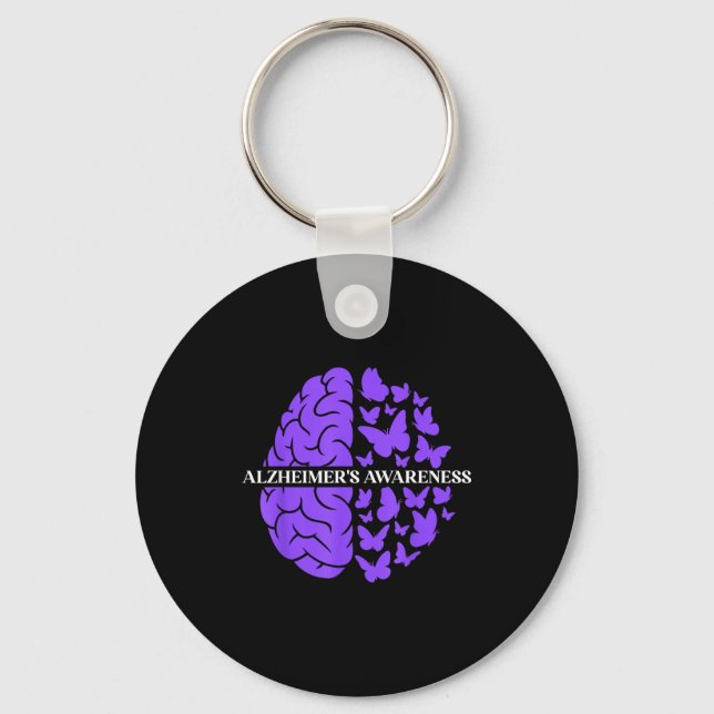 Alzheimer’s awareness support purple brain keychain (Front)