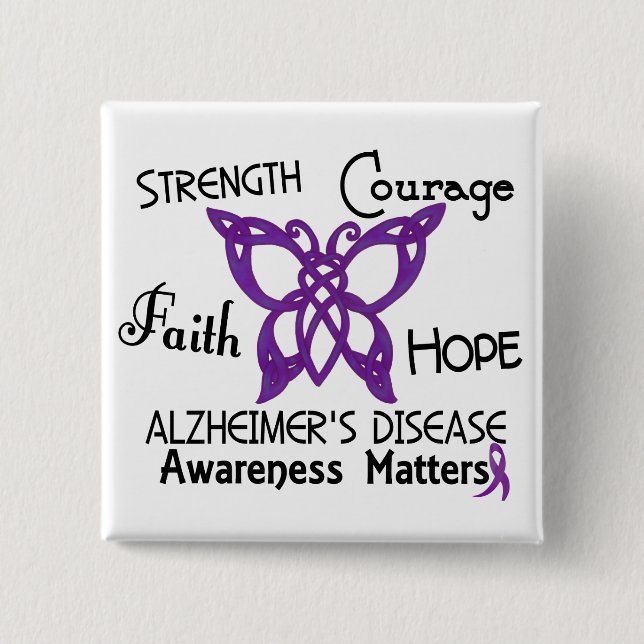 Alzheimer’s Disease Celtic Butterfly 3 2 Inch Square Button (Front)