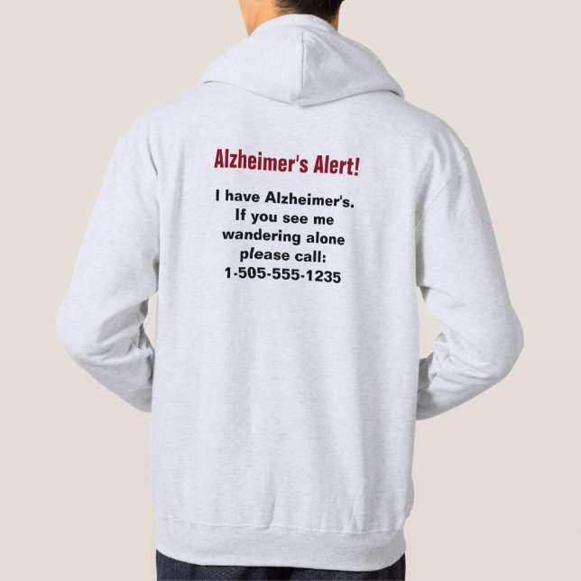 Alzheimer's Alert with Personalized Phone Number Hoodie (Back)