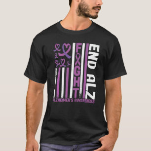 Alzheimers American Flag End Alz Alzheimer's Aware T-Shirt