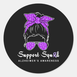 Alzheimer'S Awareness A Messy Bun Alzheimer'S Supp Classic Round Sticker