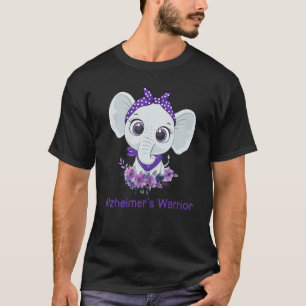 Alzheimer's Awareness Elephant Purple Flower Warri T-Shirt