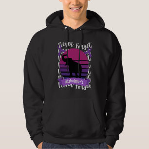 Alzheimer's Awareness Elephant Retro Sunset Purple Hoodie