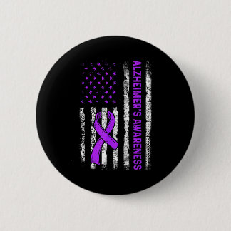 Alzheimer's awareness fight american usa flag 2 inch round button