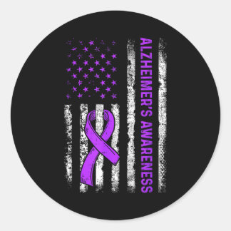 Alzheimer's awareness fight american usa flag classic round sticker