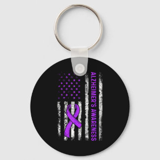 Alzheimer's awareness fight american usa flag keychain