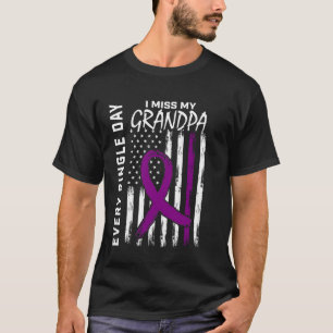 Alzheimers Awareness Grandpa American Flag 4th of  T-Shirt
