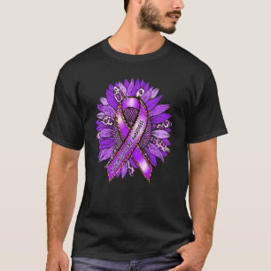 Alzheimer's Awareness Leopard Sunflower Purple Rib T-Shirt