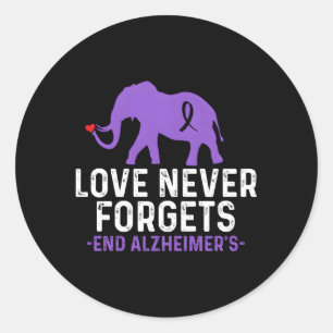 Alzheimers Awareness Love Never Forgets End Alzhei Classic Round Sticker