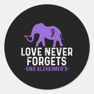 Alzheimers Awareness Love Never Forgets End Alzhei Classic Round Sticker