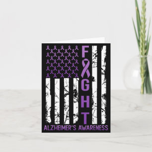 Alzheimers Awareness Month Day USA Flag Ribbon Card