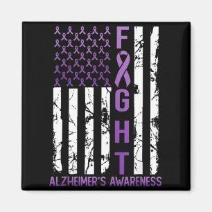 Alzheimers Awareness Month Day USA Flag Ribbon Magnet